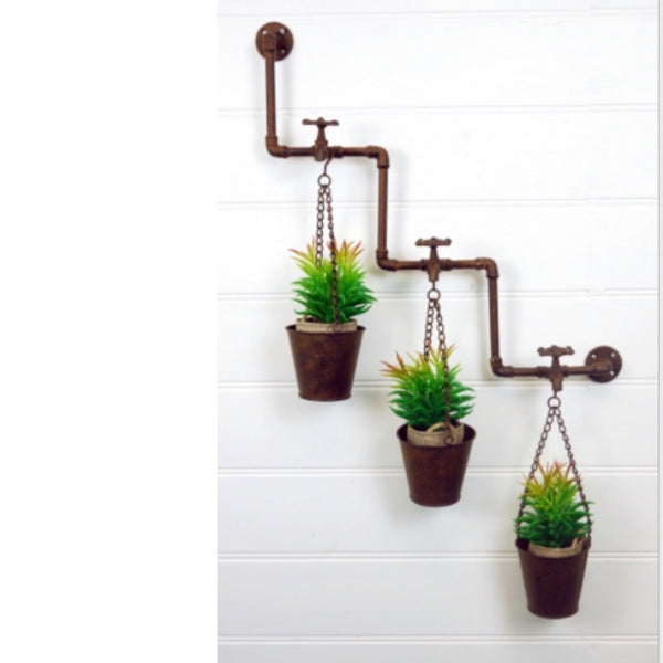 Planter Wall Pot Holder Rustic Zig Zag