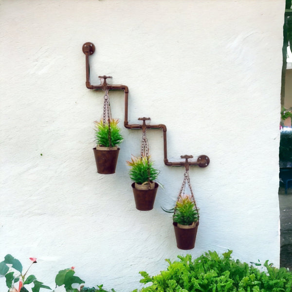 Planter Wall Pot Holder Rustic Zig Zag