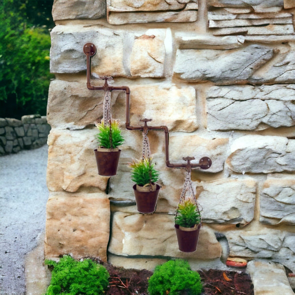 Planter Wall Pot Holder Rustic Zig Zag