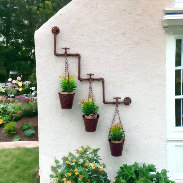 Planter Wall Pot Holder Rustic Zig Zag